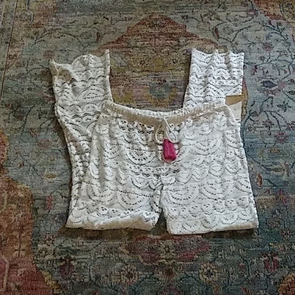 Miken | Swim | Miken White Lace Swim Cover Pants Xs S M Nwt | Poshmark